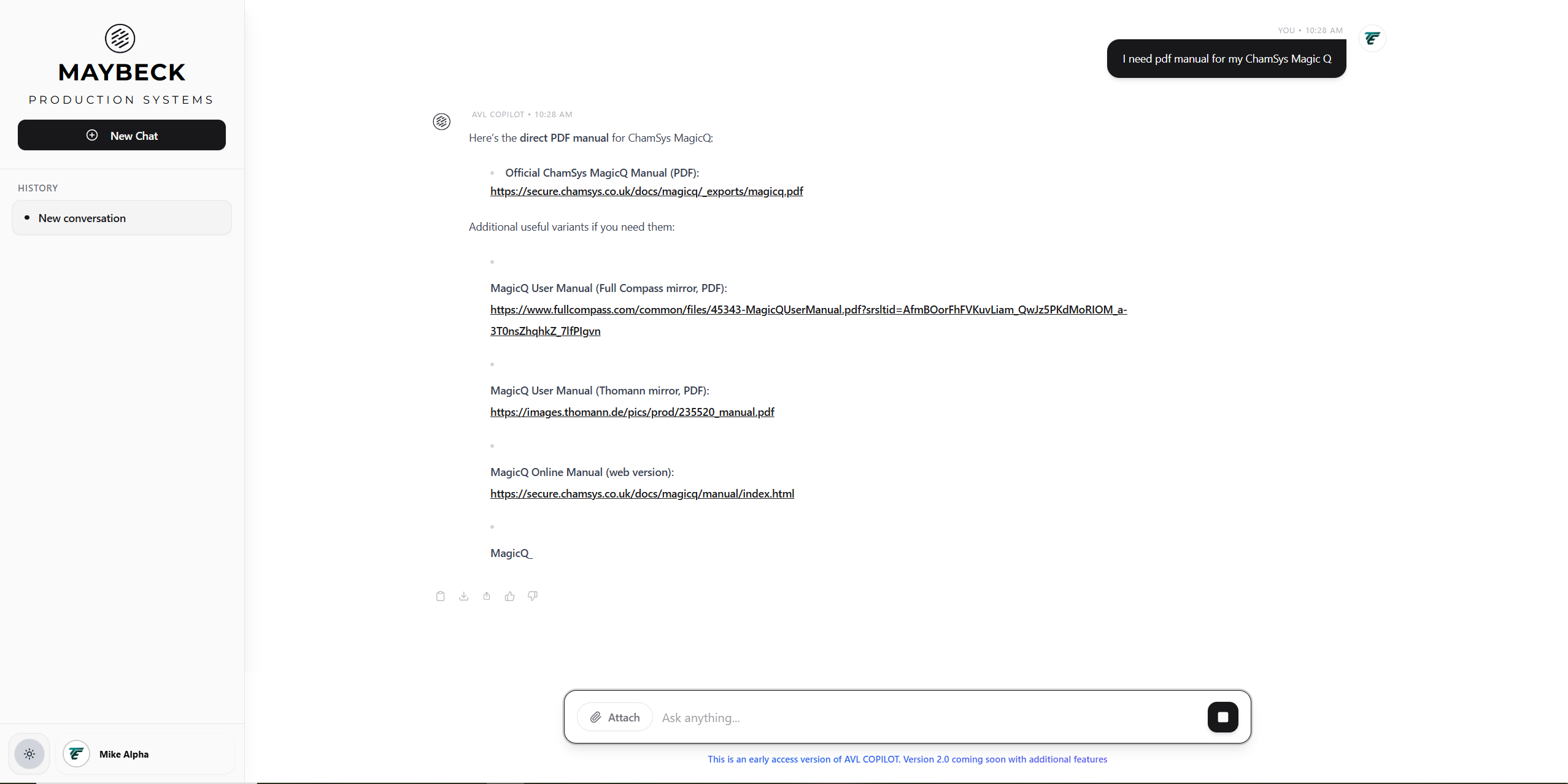 AVL Copilot Streaming Response